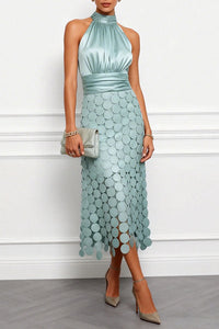 Céline | Halterneck Midi Kleid in Minze