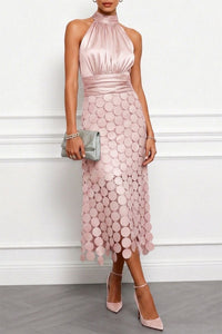 Céline | Halterneck Midi Kleid in Rosa