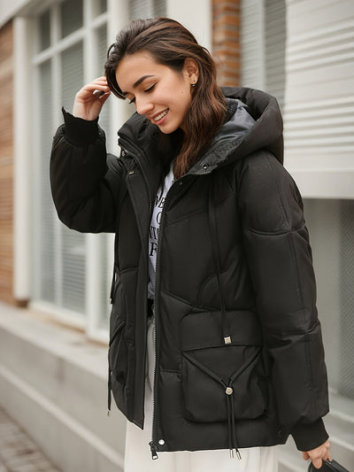 Lässiger Wintermantel Mit Kapuze Und Reißverschluss Für Damen |  Ideal für den Winter