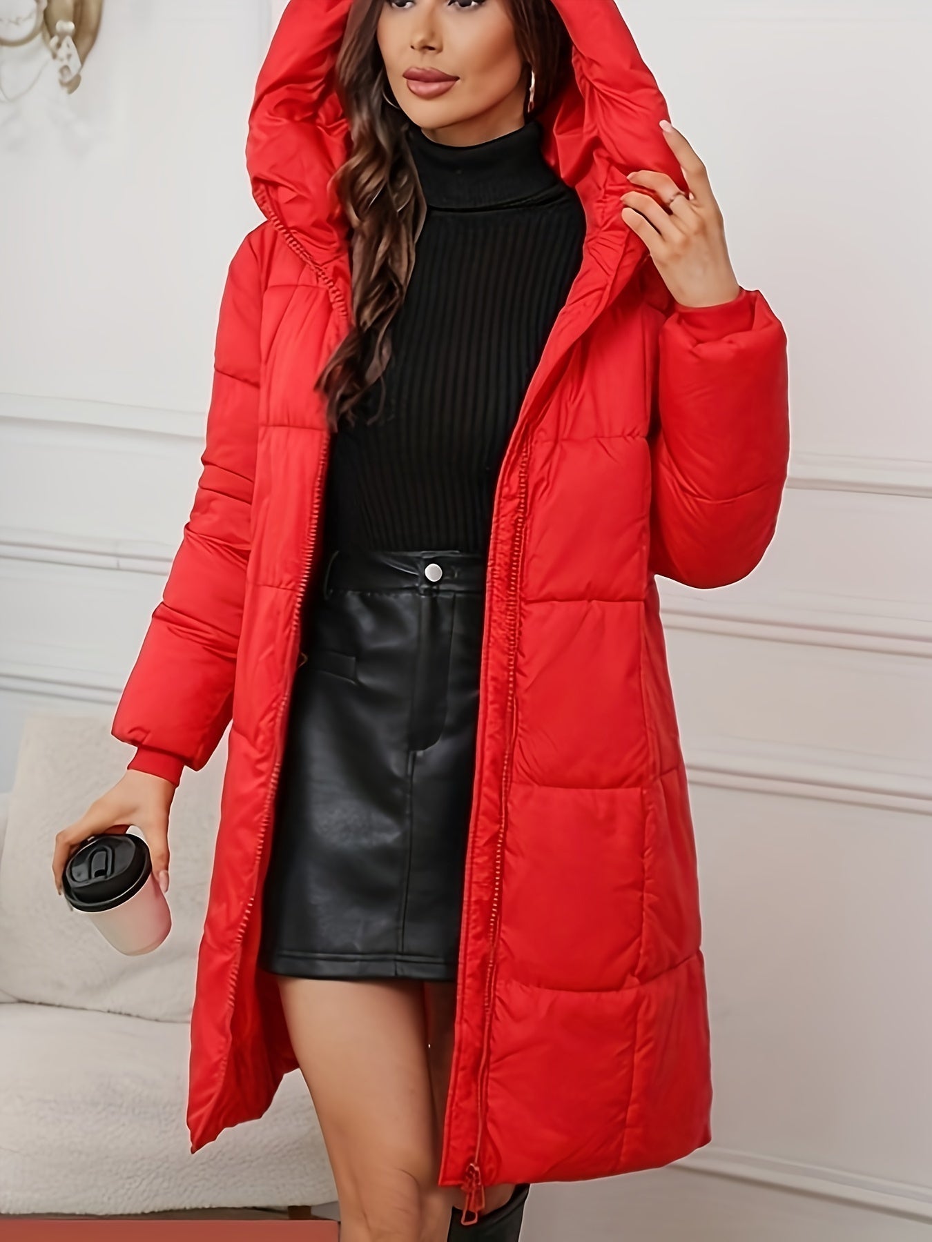Chic Mid-Langer Kapuzen Winter Puffer Mantel für Damen | Ideal für den Winter