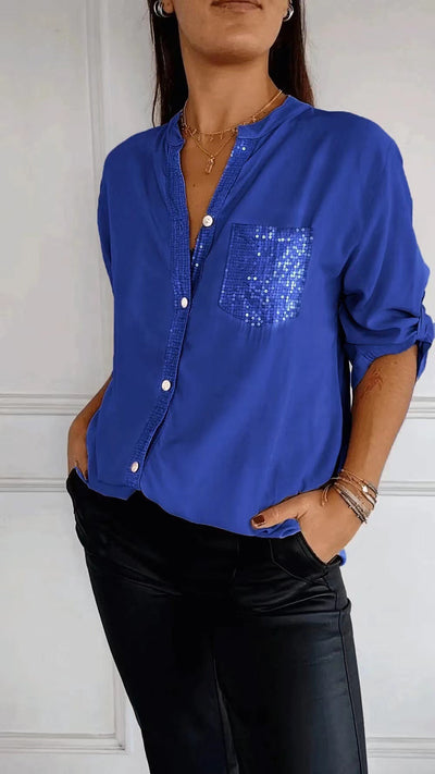 Bubnash® | Glitzerbluse mit Paillettentasche