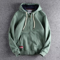 Max | Herren Zip-Hoodie Fleece Kapuzenpullover Casual in Grün