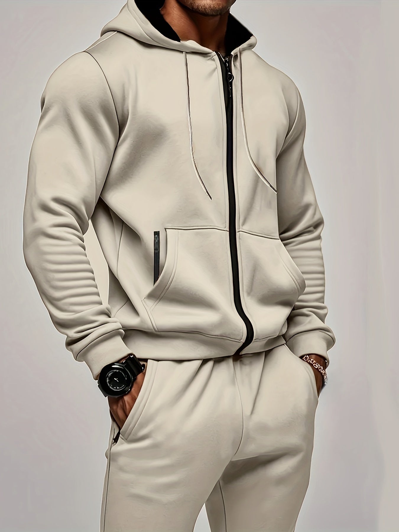 Herren Freizeit-Sportlicher Trainingsanzug mit Kapuzenpullover und Jogginghosen | Ideal für Active Wear