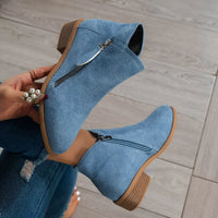 Dani | Trendige Wildlederstiefel mit Absatz in Blau
