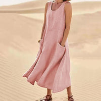 Tina™ - Sommer Leinenkleid in Pink