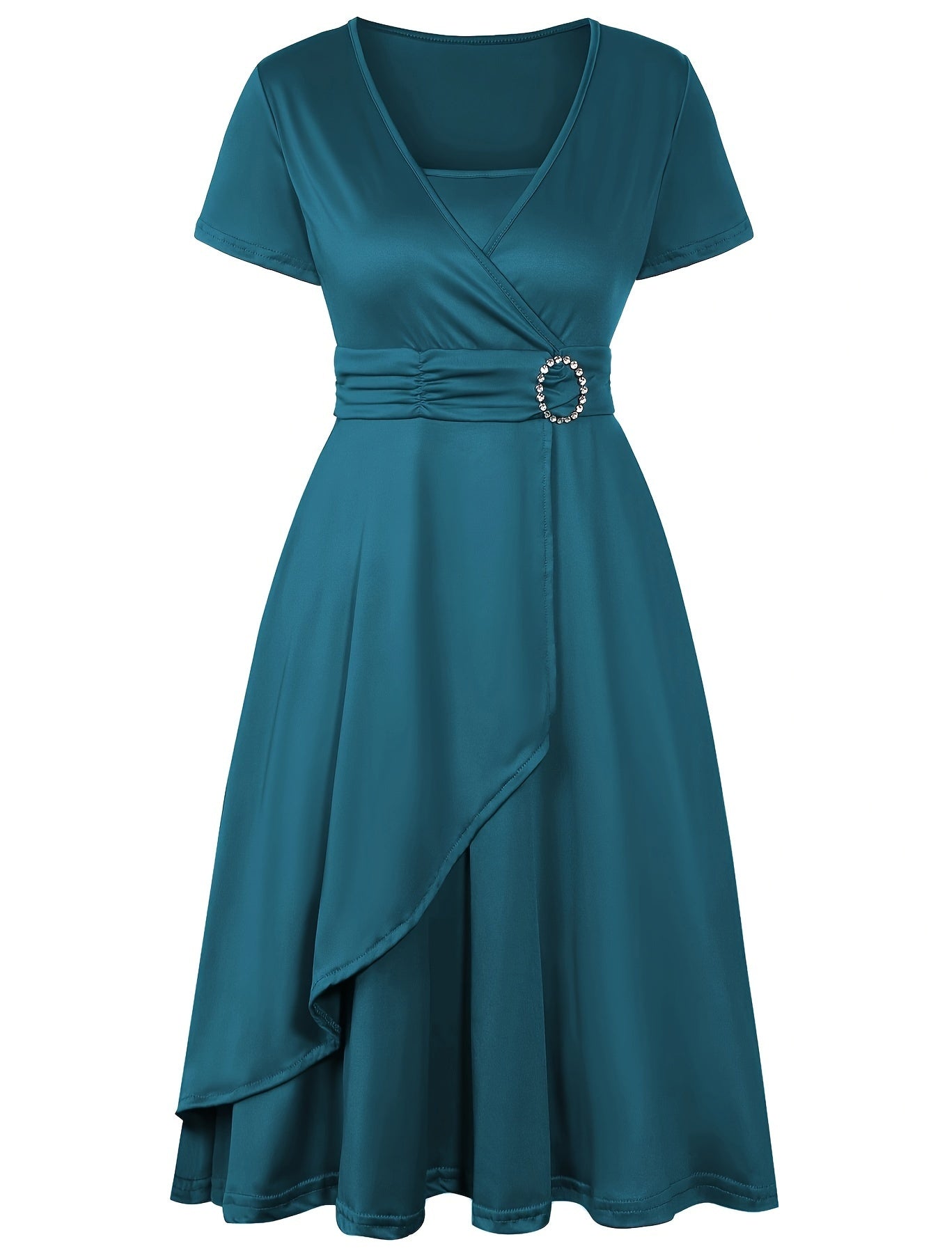 Stilvolles Baumwollkleid mit schmaler Passform, asymmetrischem Saum und Bindegürtel für Damen | Ideal für den Sommer