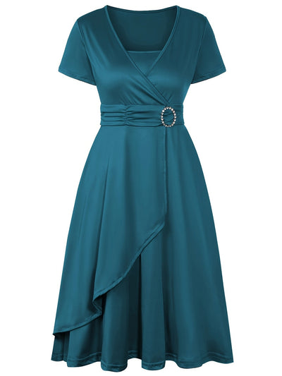 Stilvolles Baumwollkleid mit schmaler Passform, asymmetrischem Saum und Bindegürtel für Damen | Ideal für den Sommer