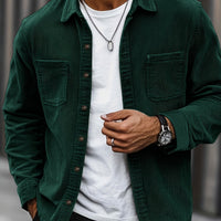 Bryce | Herren Langarm-Overshirt mit Taschen und Knöpfen in Grün
