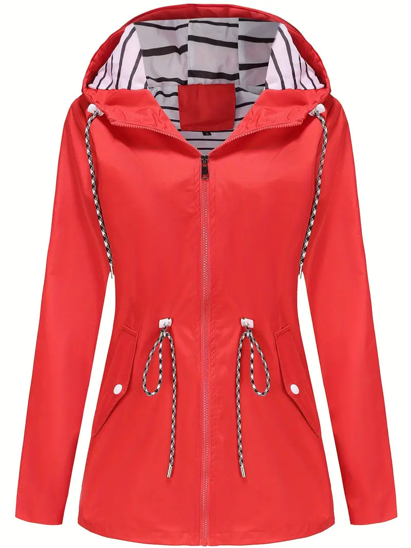 Stylische Wasserdichte Regenjacke mit Kapuze und Taschen für Damen | Ideal für den Winter