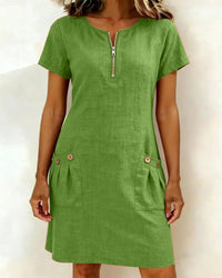 Hanna | Leinenmix-Sommerkleid in Grasgrün