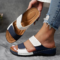 OrthoLuxe | Damen Orthopädische Slip-In Sandalen Atmungsaktiv Leicht in Blau und weiß