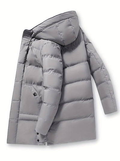 Warmer schwarzer Steppmantel mit Kapuze für Herren | Ideal für den Winter