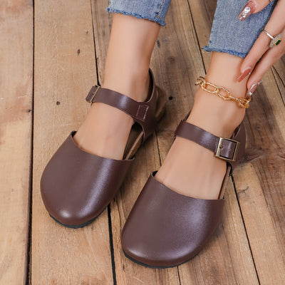 Fudus | Retro Damen Slingback Sandalen Mit Kork Und Geschlossener Spitze