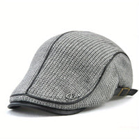 Elias | Herren Strick-Barettmütze warm für Herbst und Winter in Grau