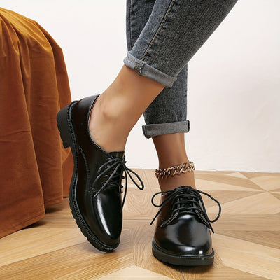 Fudus | Black Orthopedic Lace-Up Shoes for Women