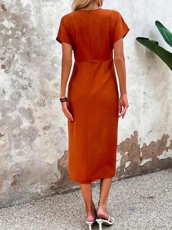 Orangefarbenes Midikleid für Damen