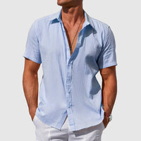 Caius | Herren Kurzarmhemd Regular Fit Freizeithemd in Hellblau