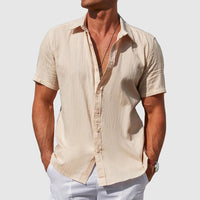 Caius | Herren Kurzarmhemd Regular Fit Freizeithemd in Beige