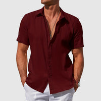 Caius | Herren Kurzarmhemd Regular Fit Freizeithemd in Dunkelrot