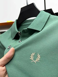 Calvin | Herren dehnbares elegantes Poloshirt in Bohnengrün
