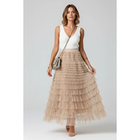 Carlotta | Damen Midirock Tüll Elegant in Beige