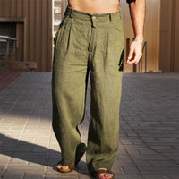 Casimir | Herren Weite Hose Falten Entspannte Passform in Oliv