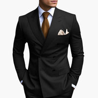 Casper | Herren Zweireiher Business Anzug in Schwarz