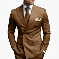 Casper | Herren Zweireiher Business Anzug in Khaki