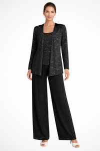 Cassiopeia | Damen Pailletten Anzug Set in Schwarz