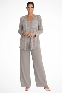Cassiopeia | Damen Pailletten Anzug Set in Beige