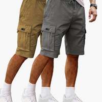 Herren-Cargoshorts im 2er-Pack mit Taschen, bequeme Passform in Grau | Khaki