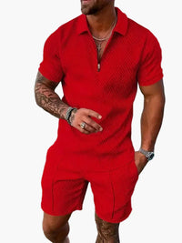 Set aus Polo und Shorts im lässigen Stil für Herren – Sommerliche entspannte Eleganz in Rot