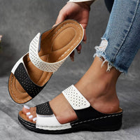 OrthoLuxe | Damen Orthopädische Slip-In Sandalen Atmungsaktiv Leicht in Schwarz und weiß