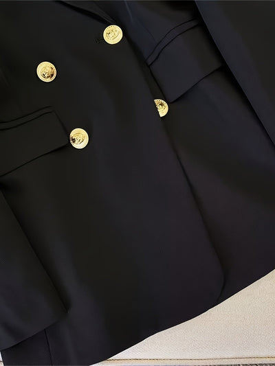 Schicke Langer Slim-Blazer Mit Goldenen Knöpfen Für Damen |  Ideal für das tägliche Tragen