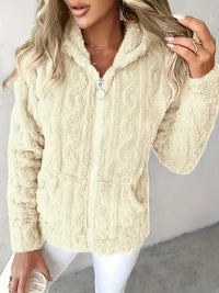GAELLE | Langarm Kapuzenpullover Mit Reißverschluss in Beige