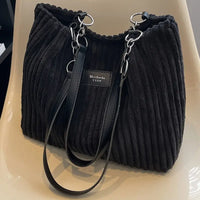 Julia | Baumwoll-Kord Tote Bag in Schwarz