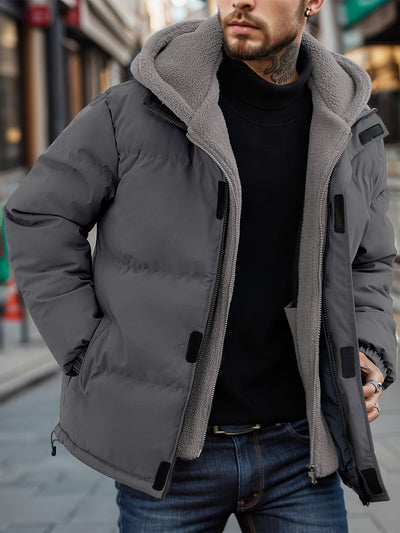 Lässige Color-Block Fleece Fake Zwei-Teiler Winterjacke für Herren | Ideal für den Winter