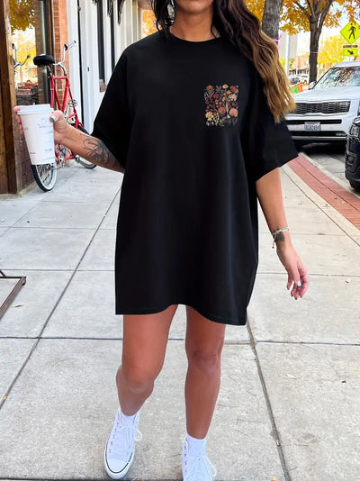 Irys | T-Shirt-Kleid mit Rundhalsausschnitt und Blumenmuster