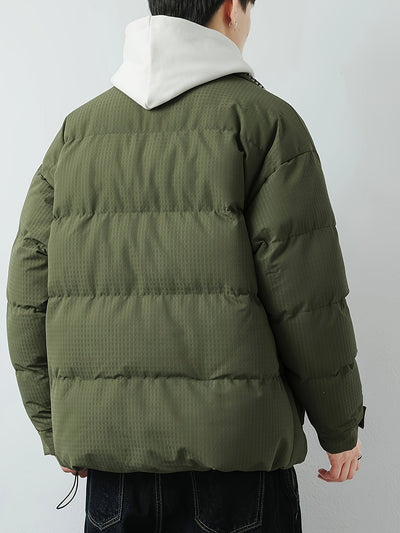 Warme Baumwoll-Steppjacke mit Bandkragen und Reissverschluss für Herren | Ideal für den Winter