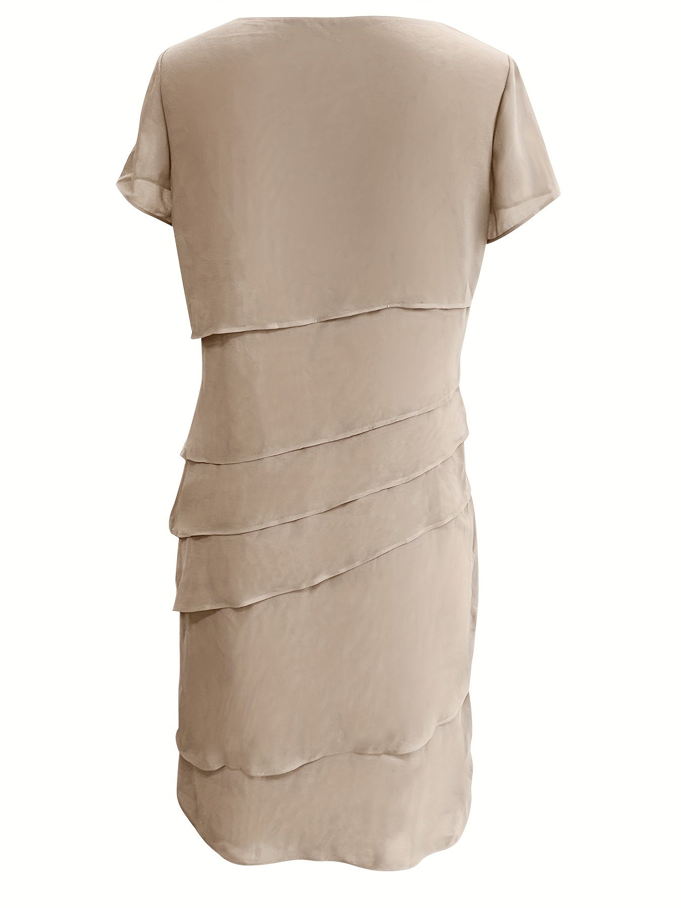 Stilvolles Kleid mit Schichtverzierungen, Rundhalsausschnitt und kurzen Ärmeln für Damen | Ideal für den Sommer