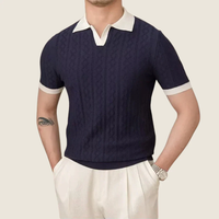 Cedric | Herren Poloshirt Mit Kontrast Modern in Marineblau