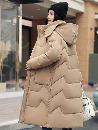 Casual Kapuzen Wintermantel mit Reissverschluss und Knopf für Damen | Ideal für den Winter