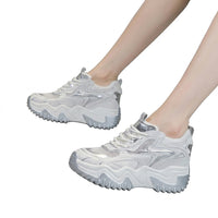 Chunky Mesh-Sneaker mit Schnürung für Damen in Silber