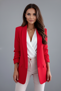 Cordelia | Damen Taillierter Langarm Blazer in Rot