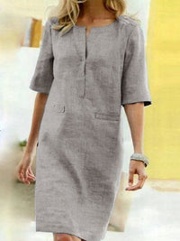 Cordelia | Damen V-Ausschnitt Kurzarm Kleid in Hellgrau