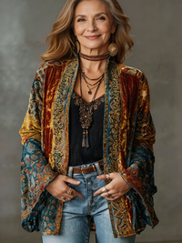 Cordula | Damen Boho Kimono Jacke in Burgunder