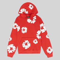 Cornelia | Damen Lässiger Blumenprint Hoodie in Rot