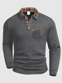 Crispin | Herren Langarm Poloshirt mit Karokragen in Grau
