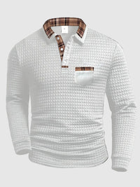 Crispin | Herren Langarm Poloshirt mit Karokragen in Weiß