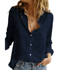 Damen Baumwollbluse | Lang in Blau